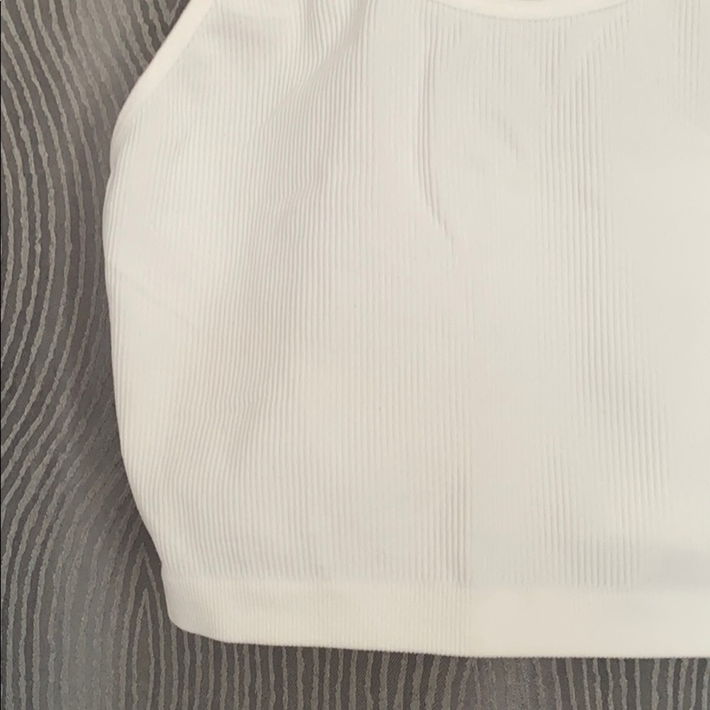 White Ribbed Crop Top - Picture 2 of 4